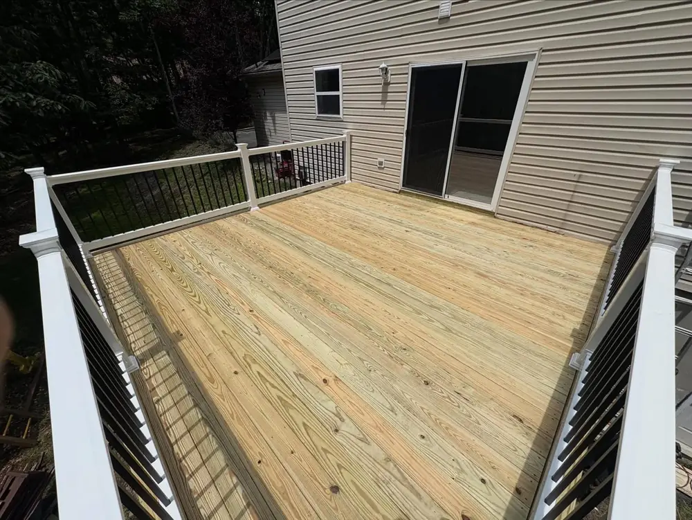 New pressure treated deck with cable railing in Buffalo NY