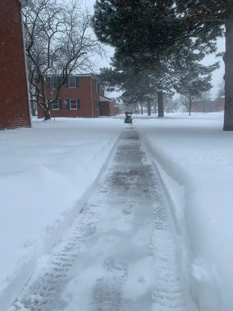 Walkway cleared through heavy lake effect snow in Buffalo NY